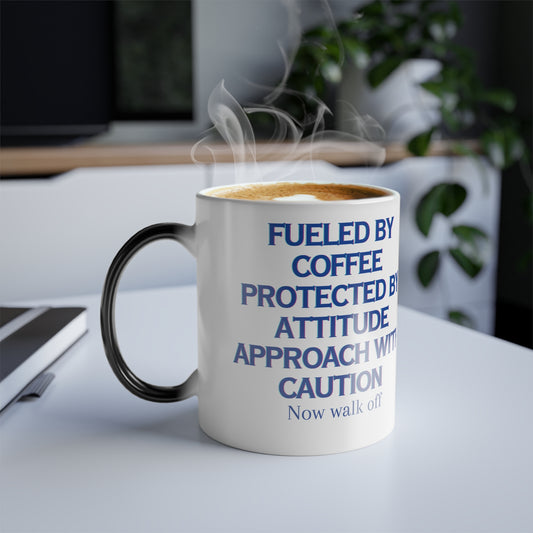 Fuel Up, Stay Fierce: The Morphing Mug that Warns, 'Approach with Caution!