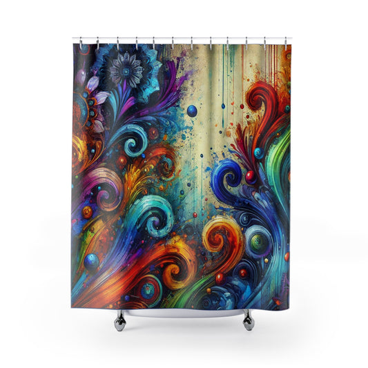 Brighten Your Bathroom with Our Vibrant, Abstract Shower Curtain!