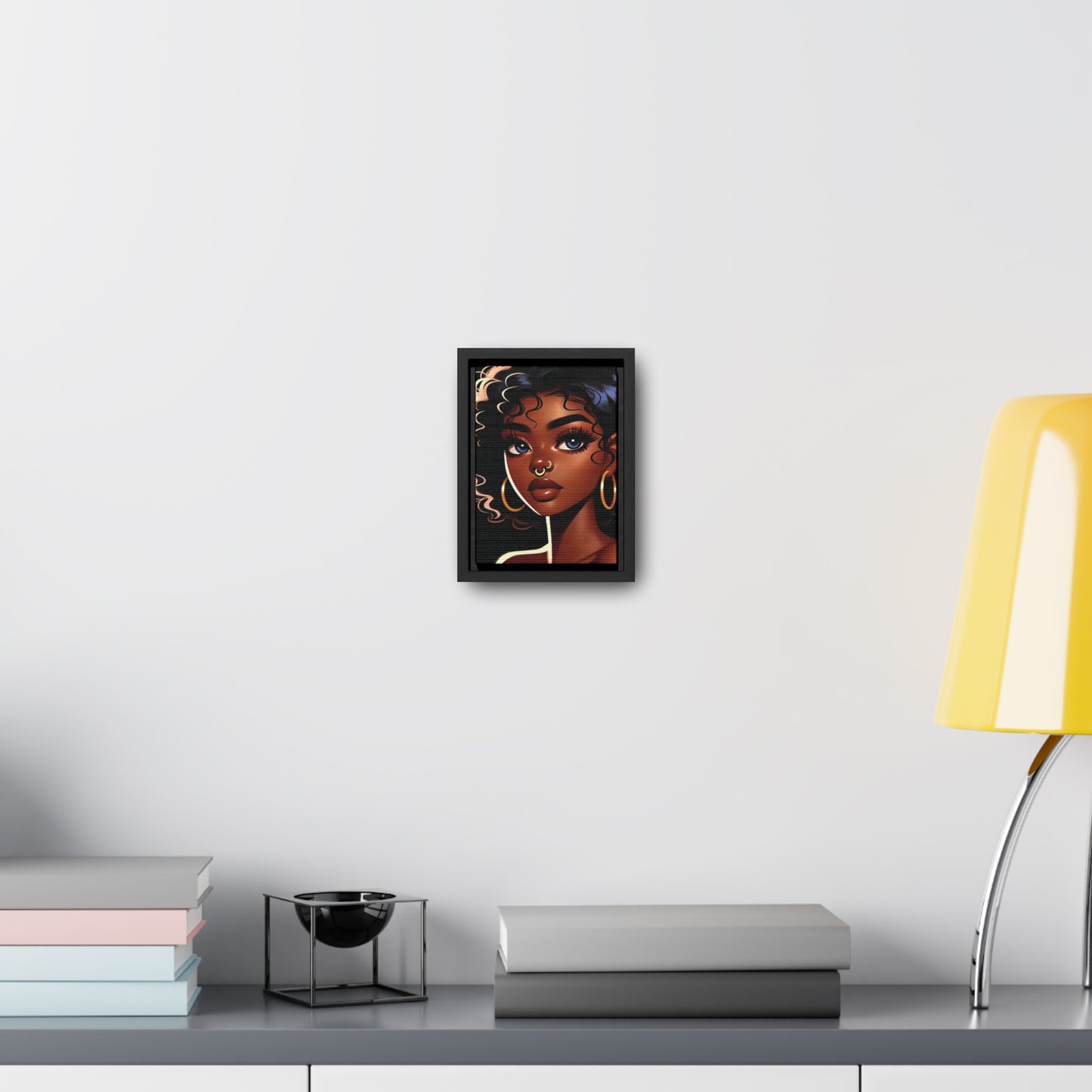 Introducing our Enchanting Young Black Woman with Blue Eyes Canvas