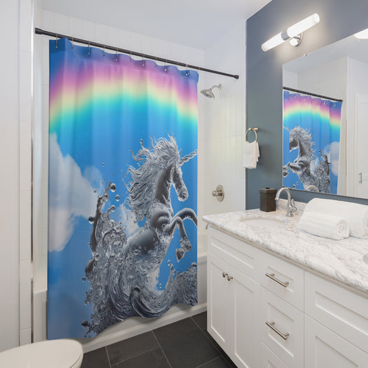 Bring Magic to Your Bathroom with Our "Unicorn Rainbow Splash" Shower Curtain!